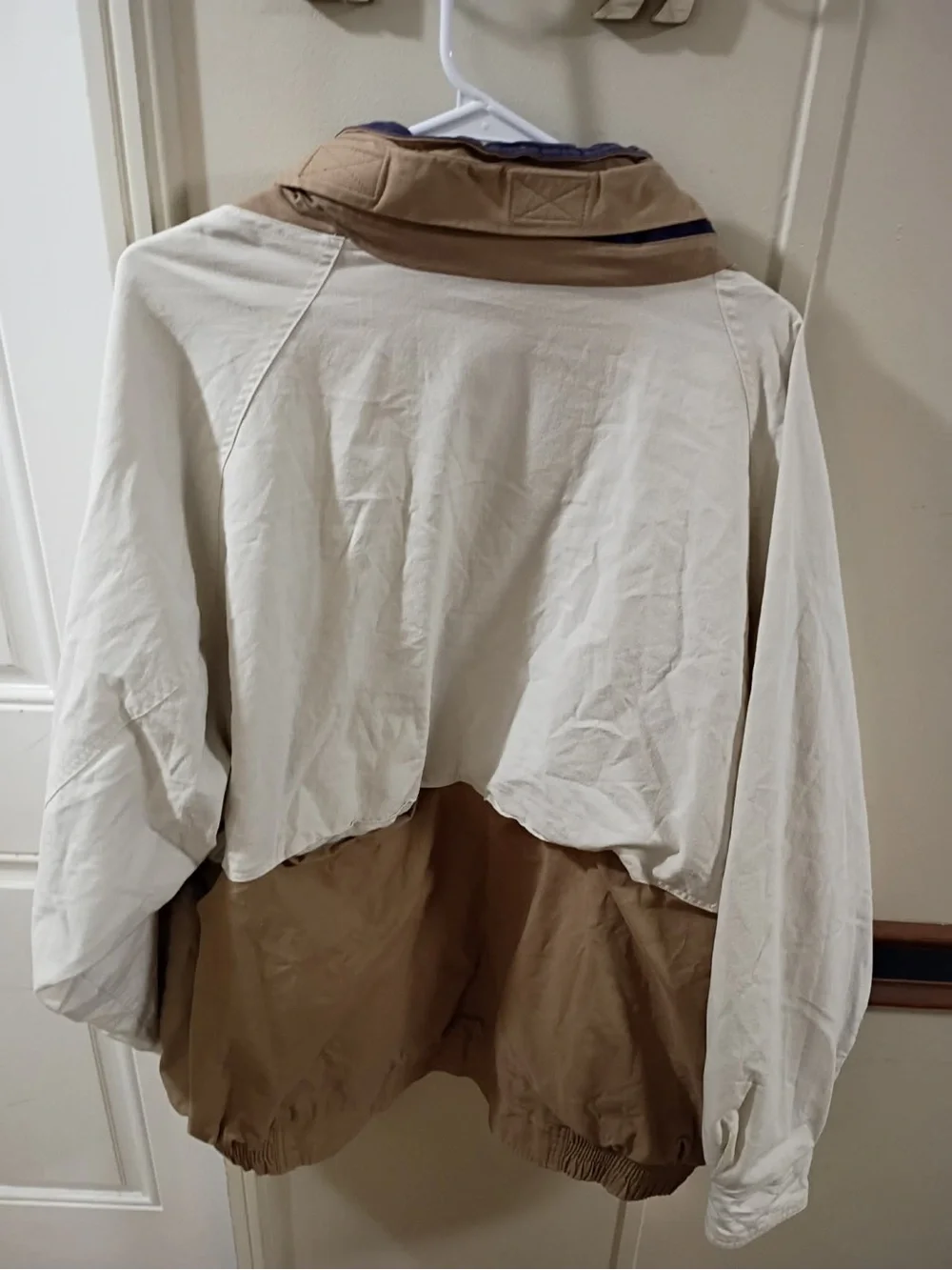 Classic Two-Tone Bomber Jacket in Brown and White